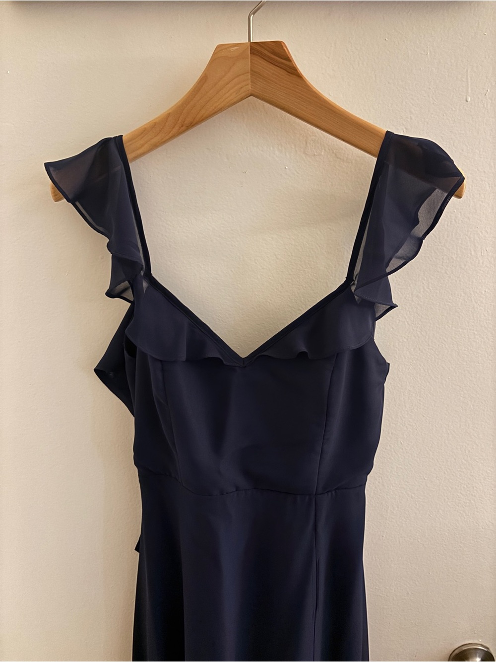 Lulu's Navy Ruffle-Shoulder Maxi Dress - Picture 2 of 4